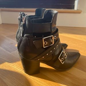 Aldo - Black Buckle Ankle Boots